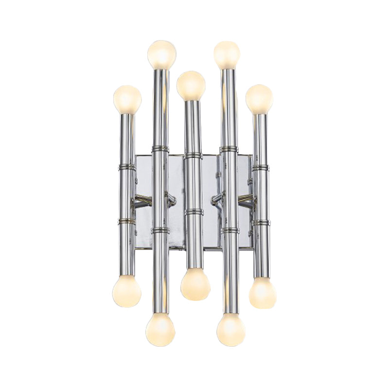 Metal Tubes Wall Sconce Modernism Style 10 Lights Polished Gold/Silver Wall Mounted Lamp for Hallway Clearhalo 'Cast Iron' 'Glass' 'Industrial' 'Modern wall lights' 'Modern' 'Tiffany' 'Traditional wall lights' 'Wall Lamps & Sconces' 'Wall Lights' Lighting' 167902