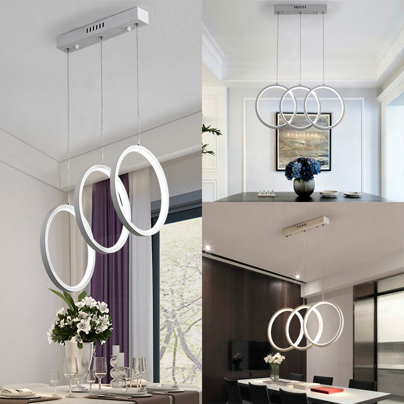 3-Head Office Hanging Ceiling Light with Ring Acrylic Shade White Cluster Pendant in Warm/White Light Clearhalo 'Ceiling Lights' 'Modern Pendants' 'Modern' 'Pendant Lights' 'Pendants' Lighting' 167927