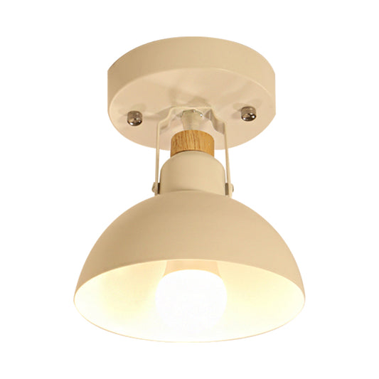 Simple Hemispherical Flush Mount Light Angle Adjustable 1 Head Metal Ceiling Light in White for Hallway Clearhalo 'Ceiling Lights' 'Close To Ceiling Lights' 'Close to ceiling' 'Semi-flushmount' Lighting' 167952