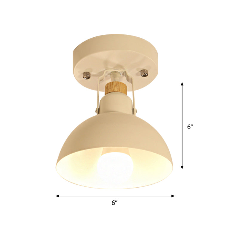 Simple Hemispherical Flush Mount Light Angle Adjustable 1 Head Metal Ceiling Light in White for Hallway Clearhalo 'Ceiling Lights' 'Close To Ceiling Lights' 'Close to ceiling' 'Semi-flushmount' Lighting' 167953