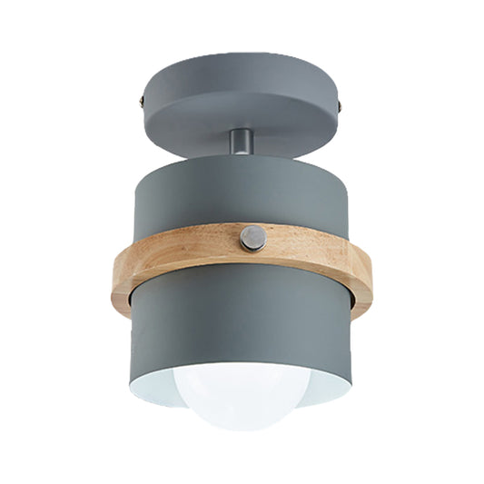 Undertint Cylinder Flush Ceiling Light Rotatable 1 Light Macaron Loft Metal Ceiling Lamp for Corridor Clearhalo 'Ceiling Lights' 'Close To Ceiling Lights' 'Close to ceiling' 'Semi-flushmount' Lighting' 167990