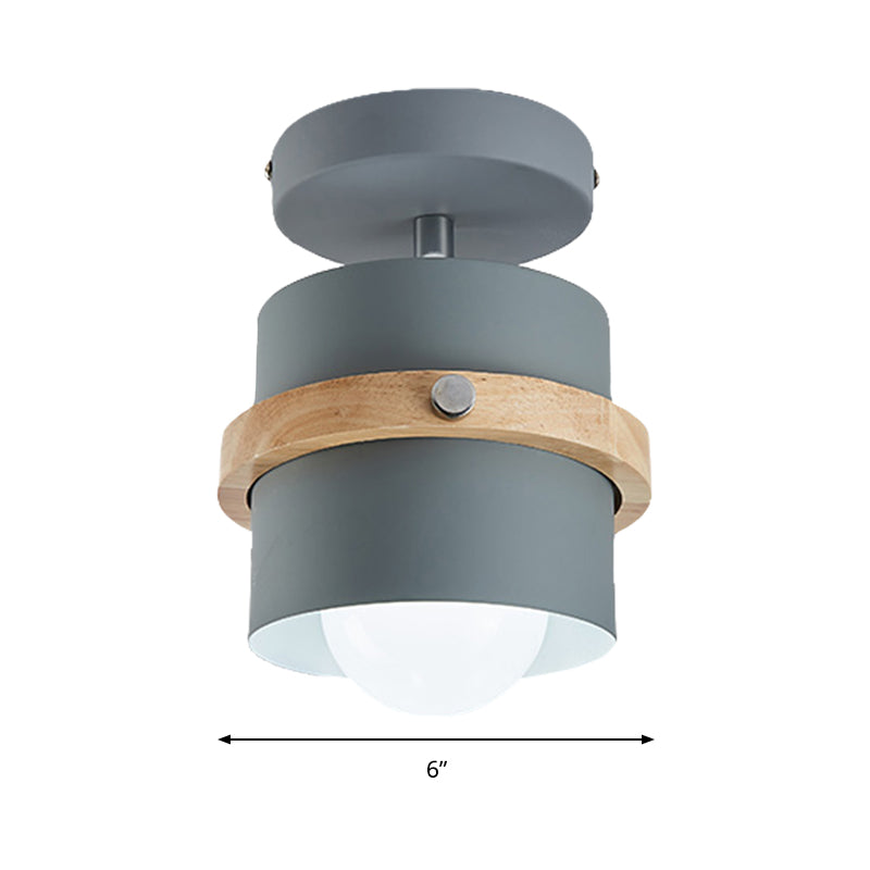 Undertint Cylinder Flush Ceiling Light Rotatable 1 Light Macaron Loft Metal Ceiling Lamp for Corridor Clearhalo 'Ceiling Lights' 'Close To Ceiling Lights' 'Close to ceiling' 'Semi-flushmount' Lighting' 167991