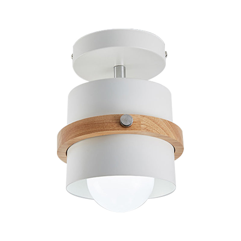 Undertint Cylinder Flush Ceiling Light Rotatable 1 Light Macaron Loft Metal Ceiling Lamp for Corridor Clearhalo 'Ceiling Lights' 'Close To Ceiling Lights' 'Close to ceiling' 'Semi-flushmount' Lighting' 167993