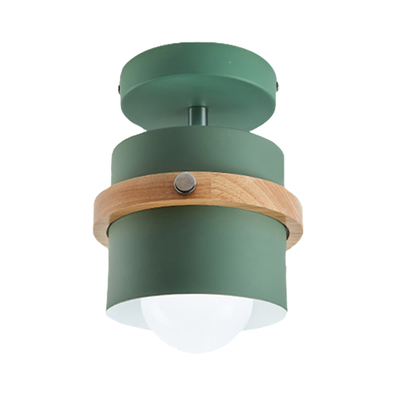 Undertint Cylinder Flush Ceiling Light Rotatable 1 Light Macaron Loft Metal Ceiling Lamp for Corridor Clearhalo 'Ceiling Lights' 'Close To Ceiling Lights' 'Close to ceiling' 'Semi-flushmount' Lighting' 167995