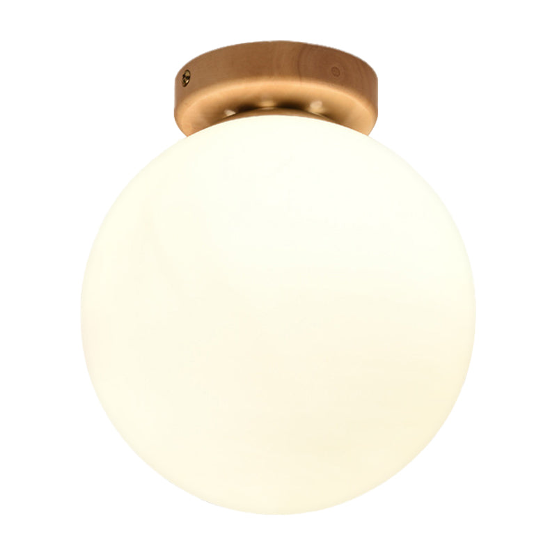 Contemporary Globe Ceiling Mount Light 1 Head Frosted Glass Ceiling Lamp in White for Bathroom Clearhalo 'Ceiling Lights' 'Close To Ceiling Lights' 'Close to ceiling' 'Glass shade' 'Glass' 'Semi-flushmount' Lighting' 168106