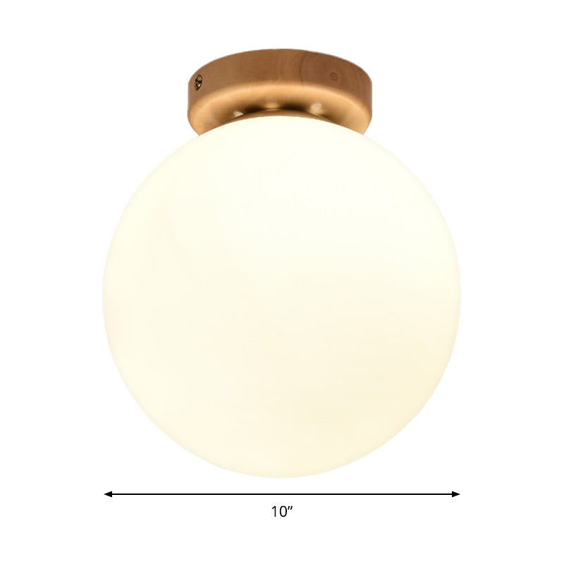 Contemporary Globe Ceiling Mount Light 1 Head Frosted Glass Ceiling Lamp in White for Bathroom Clearhalo 'Ceiling Lights' 'Close To Ceiling Lights' 'Close to ceiling' 'Glass shade' 'Glass' 'Semi-flushmount' Lighting' 168107