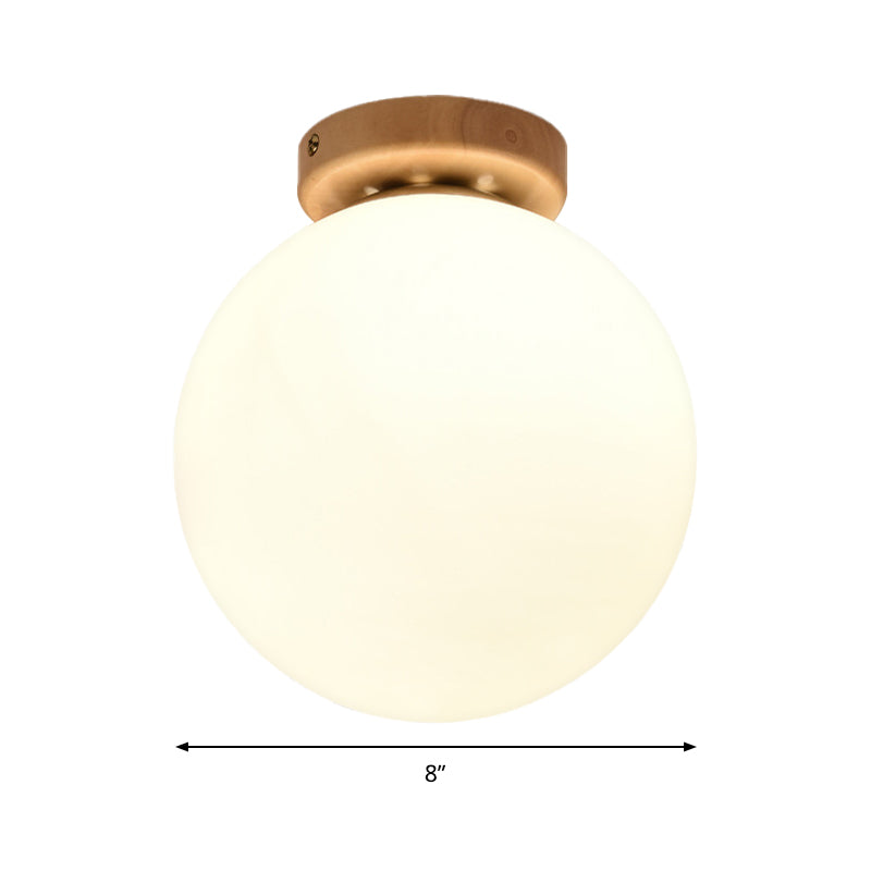 Contemporary Globe Ceiling Mount Light 1 Head Frosted Glass Ceiling Lamp in White for Bathroom Clearhalo 'Ceiling Lights' 'Close To Ceiling Lights' 'Close to ceiling' 'Glass shade' 'Glass' 'Semi-flushmount' Lighting' 168108