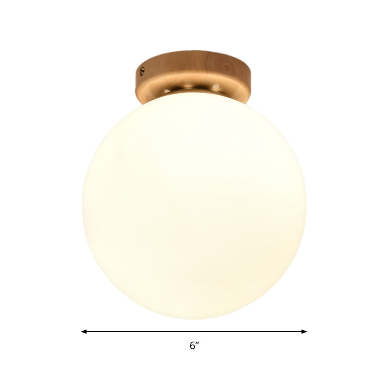 Contemporary Globe Ceiling Mount Light 1 Head Frosted Glass Ceiling Lamp in White for Bathroom Clearhalo 'Ceiling Lights' 'Close To Ceiling Lights' 'Close to ceiling' 'Glass shade' 'Glass' 'Semi-flushmount' Lighting' 168109