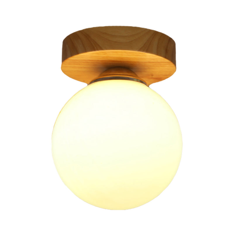 Contemporary Sphere Flushmount Light Milk Glass 1 Light White Ceiling Lamp for Hallway Clearhalo 'Ceiling Lights' 'Close To Ceiling Lights' 'Close to ceiling' 'Glass shade' 'Glass' 'Semi-flushmount' Lighting' 168132