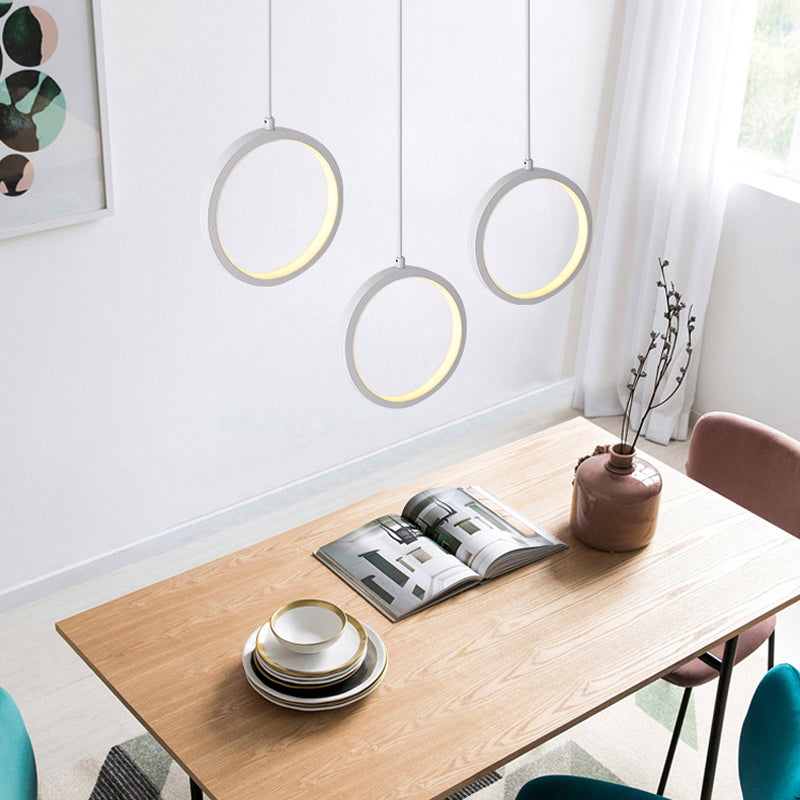 Square/Circle Cluster Pendant Modernism Acrylic 3 Lights Black/White Pendant Ceiling Light in Warm/White Light with Round/Linear Canopy Clearhalo 'Ceiling Lights' 'Modern Pendants' 'Modern' 'Pendant Lights' 'Pendants' Lighting' 168136