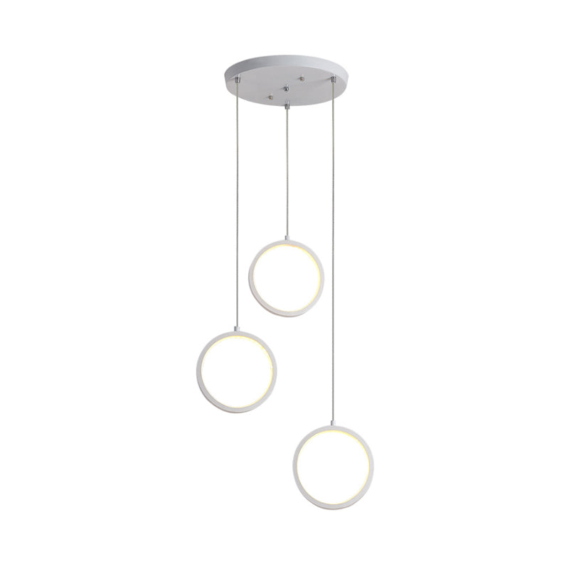 Square/Circle Cluster Pendant Modernism Acrylic 3 Lights Black/White Pendant Ceiling Light in Warm/White Light with Round/Linear Canopy Clearhalo 'Ceiling Lights' 'Modern Pendants' 'Modern' 'Pendant Lights' 'Pendants' Lighting' 168137