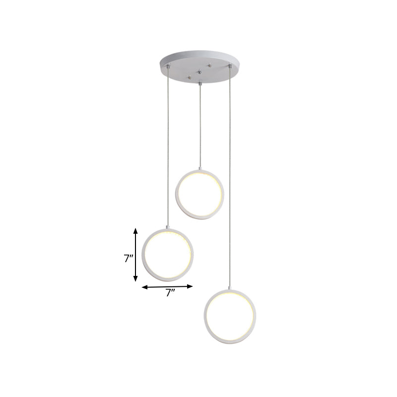 Square/Circle Cluster Pendant Modernism Acrylic 3 Lights Black/White Pendant Ceiling Light in Warm/White Light with Round/Linear Canopy Clearhalo 'Ceiling Lights' 'Modern Pendants' 'Modern' 'Pendant Lights' 'Pendants' Lighting' 168138