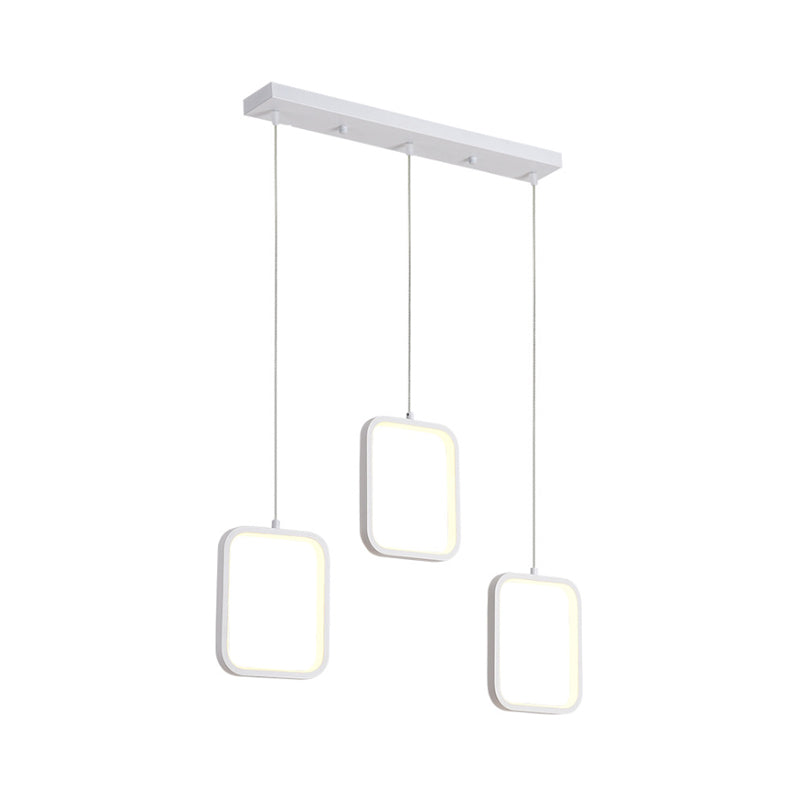 Square/Circle Cluster Pendant Modernism Acrylic 3 Lights Black/White Pendant Ceiling Light in Warm/White Light with Round/Linear Canopy Clearhalo 'Ceiling Lights' 'Modern Pendants' 'Modern' 'Pendant Lights' 'Pendants' Lighting' 168141