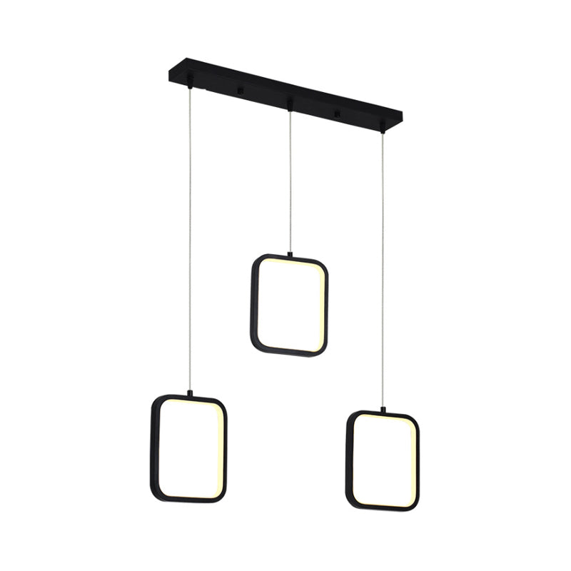 Square/Circle Cluster Pendant Modernism Acrylic 3 Lights Black/White Pendant Ceiling Light in Warm/White Light with Round/Linear Canopy Clearhalo 'Ceiling Lights' 'Modern Pendants' 'Modern' 'Pendant Lights' 'Pendants' Lighting' 168147