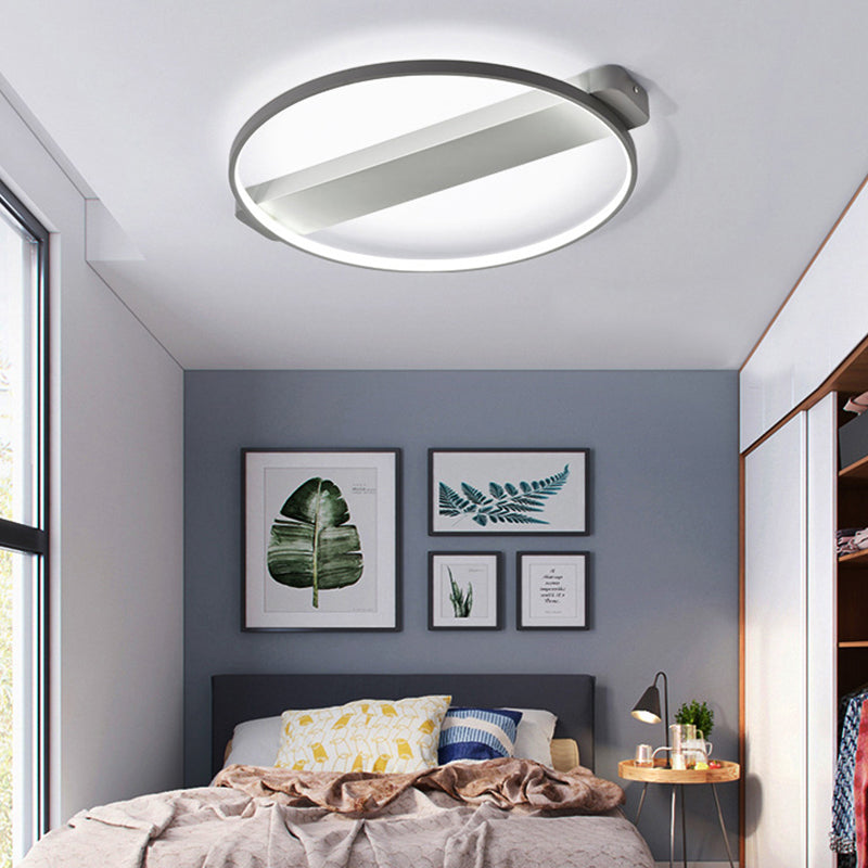 Bedroom Ceiling Light LED, Semi Flush Light with Acrylic Ring for Kids Modern Style Grey Clearhalo 'Ceiling Lights' 'Close To Ceiling Lights' 'Close to ceiling' 'Flush mount' Lighting' 168182