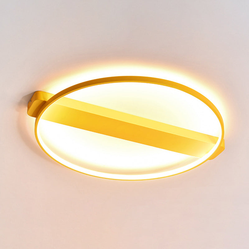 Bedroom Ceiling Light LED, Semi Flush Light with Acrylic Ring for Kids Modern Style Yellow Clearhalo 'Ceiling Lights' 'Close To Ceiling Lights' 'Close to ceiling' 'Flush mount' Lighting' 168187