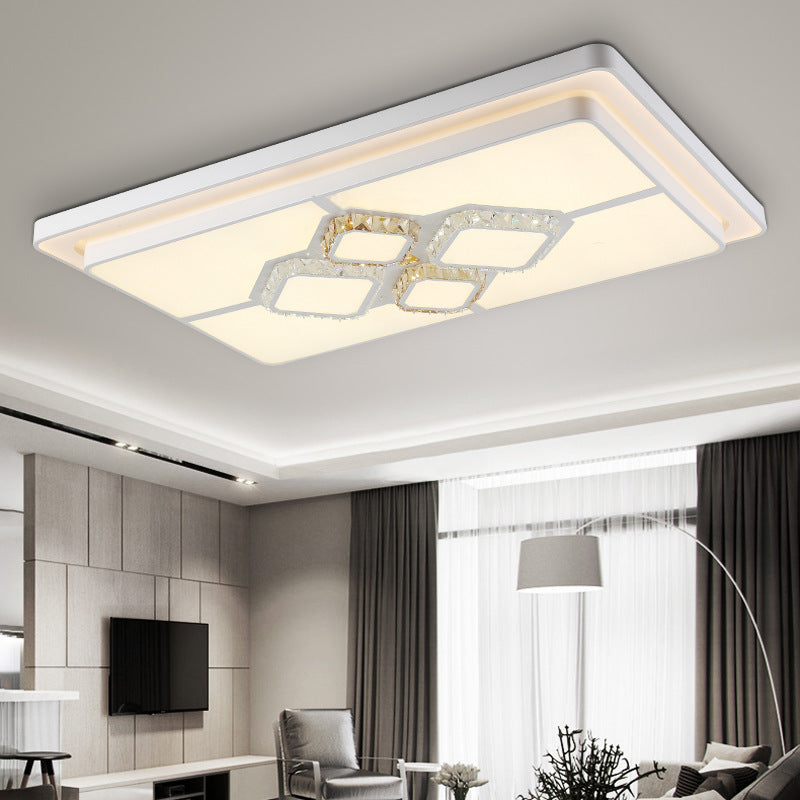 Square/Rectangular Living Room Flush Mount Lamp Crystal LED Simple Flushmount Lighting in White Clearhalo 'Ceiling Lights' 'Close To Ceiling Lights' 'Close to ceiling' 'Flush mount' Lighting' 168231