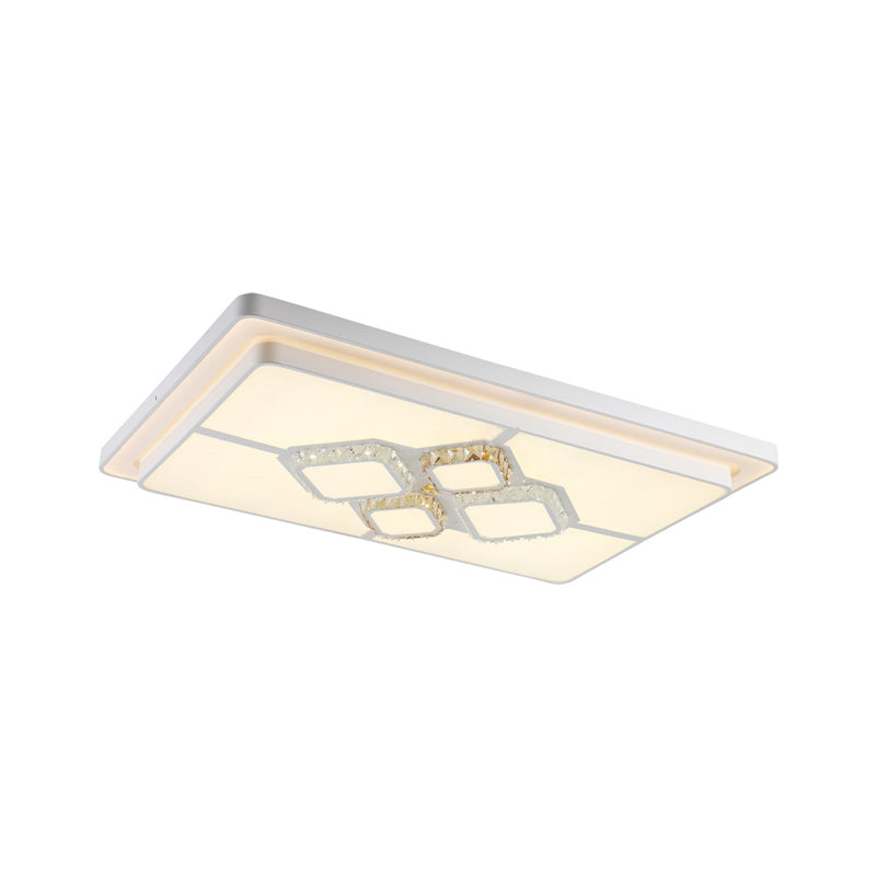 Square/Rectangular Living Room Flush Mount Lamp Crystal LED Simple Flushmount Lighting in White Clearhalo 'Ceiling Lights' 'Close To Ceiling Lights' 'Close to ceiling' 'Flush mount' Lighting' 168232