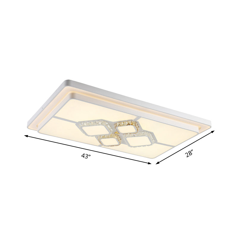 Square/Rectangular Living Room Flush Mount Lamp Crystal LED Simple Flushmount Lighting in White Clearhalo 'Ceiling Lights' 'Close To Ceiling Lights' 'Close to ceiling' 'Flush mount' Lighting' 168233