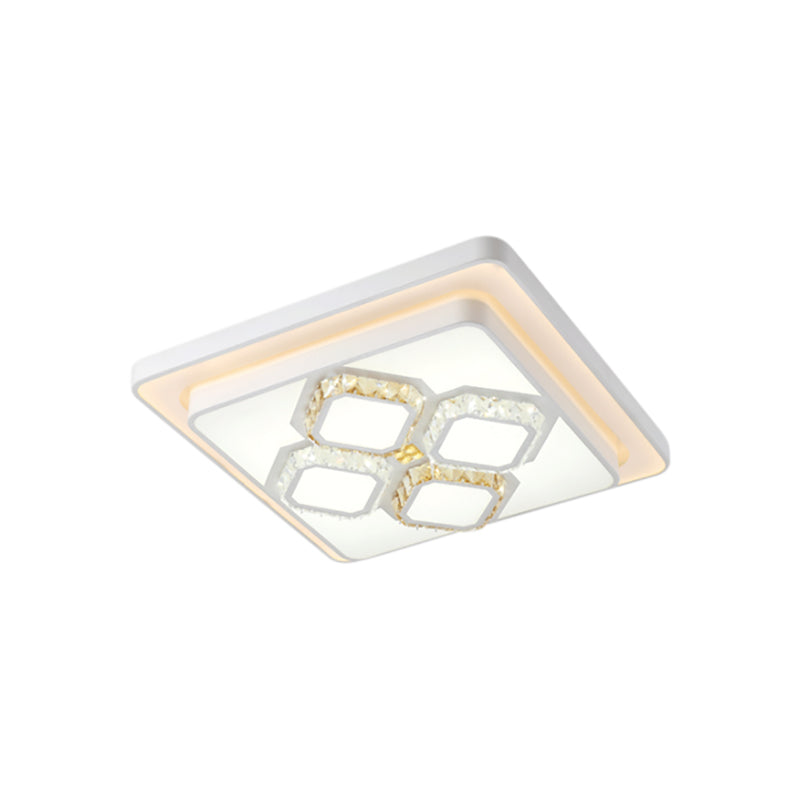 Square/Rectangular Living Room Flush Mount Lamp Crystal LED Simple Flushmount Lighting in White Clearhalo 'Ceiling Lights' 'Close To Ceiling Lights' 'Close to ceiling' 'Flush mount' Lighting' 168237