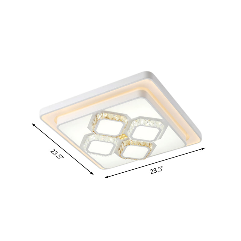 Square/Rectangular Living Room Flush Mount Lamp Crystal LED Simple Flushmount Lighting in White Clearhalo 'Ceiling Lights' 'Close To Ceiling Lights' 'Close to ceiling' 'Flush mount' Lighting' 168238