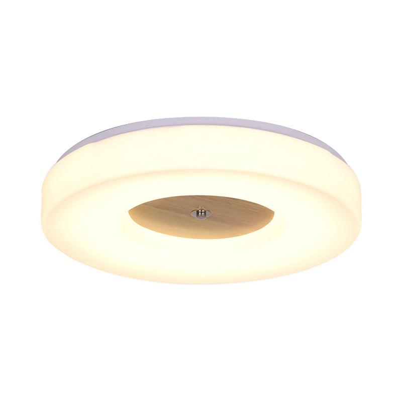 Simple Concentric Circle Flush Ceiling Light Wood and Acrylic 8"/13"/15"/19" Wide Led Ceiling Lamp for Dining Room - Warm Clearhalo 'Ceiling Lights' 'Close To Ceiling Lights' 'Close to ceiling' 'Flush mount' Lighting' 168282