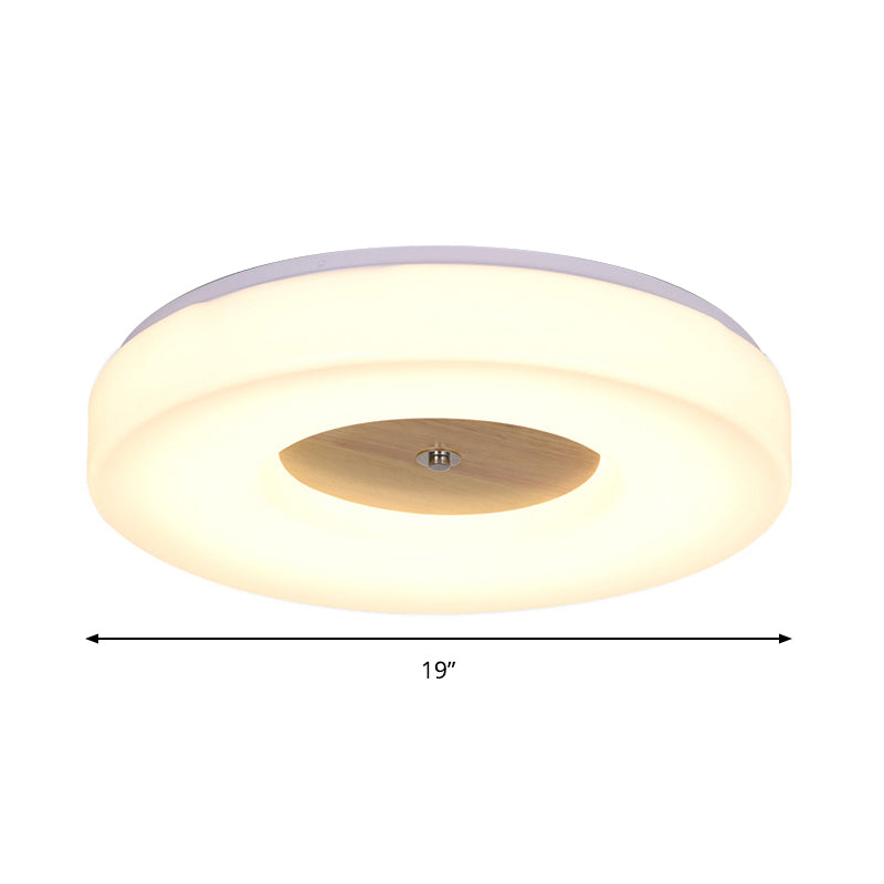 Simple Concentric Circle Flush Ceiling Light Wood and Acrylic 8"/13"/15"/19" Wide Led Ceiling Lamp for Dining Room - Warm Clearhalo 'Ceiling Lights' 'Close To Ceiling Lights' 'Close to ceiling' 'Flush mount' Lighting' 168283