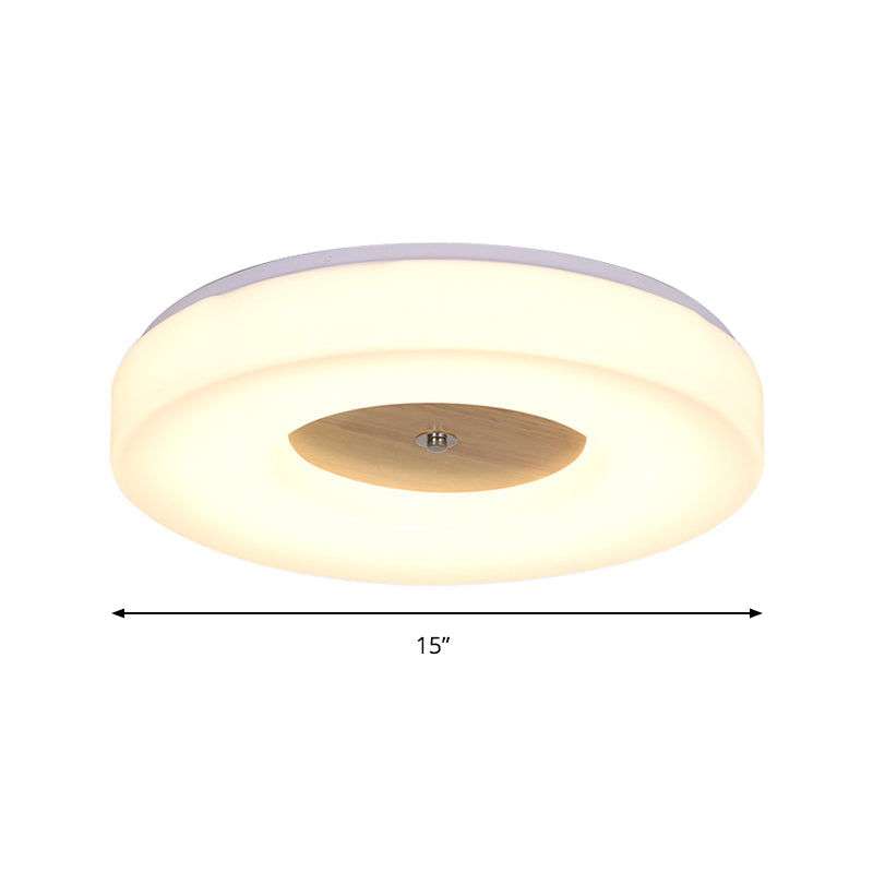 Simple Concentric Circle Flush Ceiling Light Wood and Acrylic 8"/13"/15"/19" Wide Led Ceiling Lamp for Dining Room - Warm Clearhalo 'Ceiling Lights' 'Close To Ceiling Lights' 'Close to ceiling' 'Flush mount' Lighting' 168284