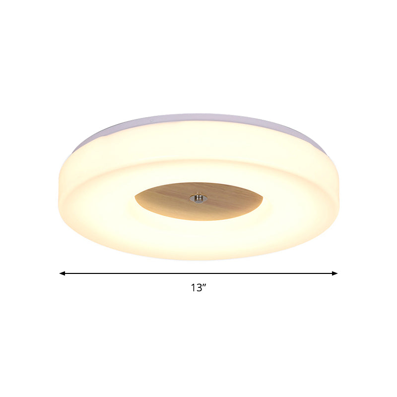 Simple Concentric Circle Flush Ceiling Light Wood and Acrylic 8"/13"/15"/19" Wide Led Ceiling Lamp for Dining Room - Warm Clearhalo 'Ceiling Lights' 'Close To Ceiling Lights' 'Close to ceiling' 'Flush mount' Lighting' 168285