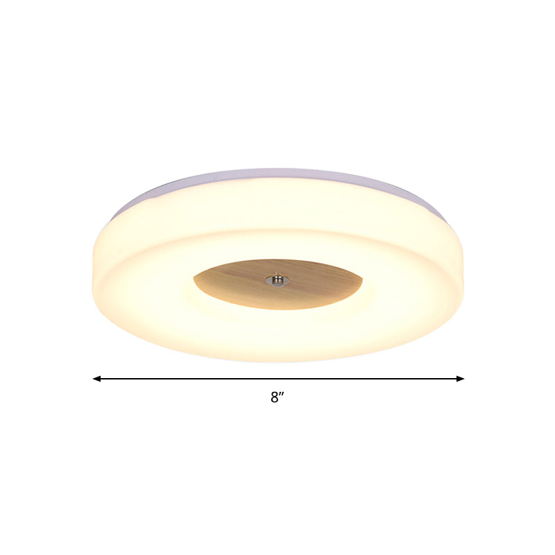 Simple Concentric Circle Flush Ceiling Light Wood and Acrylic 8"/13"/15"/19" Wide Led Ceiling Lamp for Dining Room - Warm Clearhalo 'Ceiling Lights' 'Close To Ceiling Lights' 'Close to ceiling' 'Flush mount' Lighting' 168286