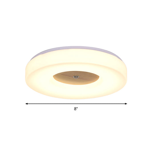 Simple Concentric Circle Flush Ceiling Light Wood and Acrylic 8"/13"/15"/19" Wide Led Ceiling Lamp for Dining Room - Warm Clearhalo 'Ceiling Lights' 'Close To Ceiling Lights' 'Close to ceiling' 'Flush mount' Lighting' 168286