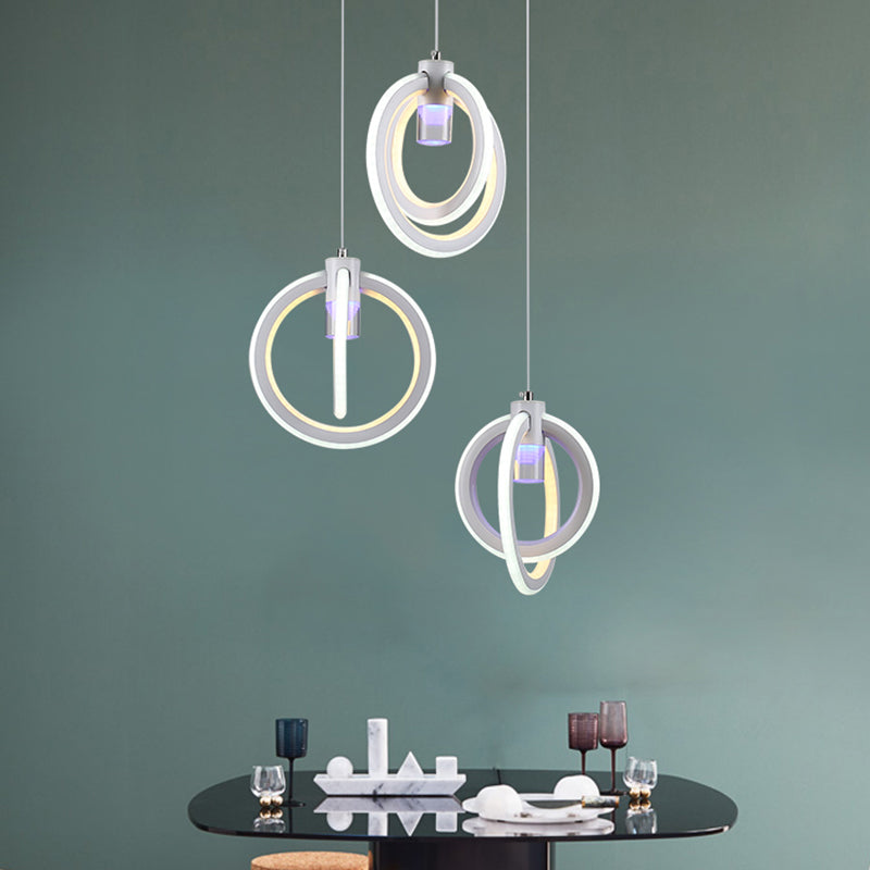 Simple Orbit Acrylic Drop Pendant 3-Light Hanging Ceiling Light Fixture for Living Room White Clearhalo 'Ceiling Lights' 'Modern Pendants' 'Modern' 'Pendant Lights' 'Pendants' Lighting' 168287