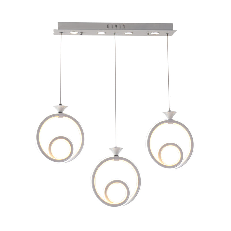 Multi-Ring Cluster Pendant Contemporary Acrylic 3/5-Head Kitchen Suspension Lamp in Warm/White/Natural Light Clearhalo 'Ceiling Lights' 'Modern Pendants' 'Modern' 'Pendant Lights' 'Pendants' Lighting' 168328