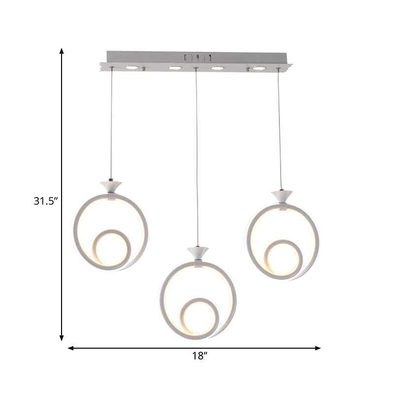 Multi-Ring Cluster Pendant Contemporary Acrylic 3/5-Head Kitchen Suspension Lamp in Warm/White/Natural Light Clearhalo 'Ceiling Lights' 'Modern Pendants' 'Modern' 'Pendant Lights' 'Pendants' Lighting' 168329