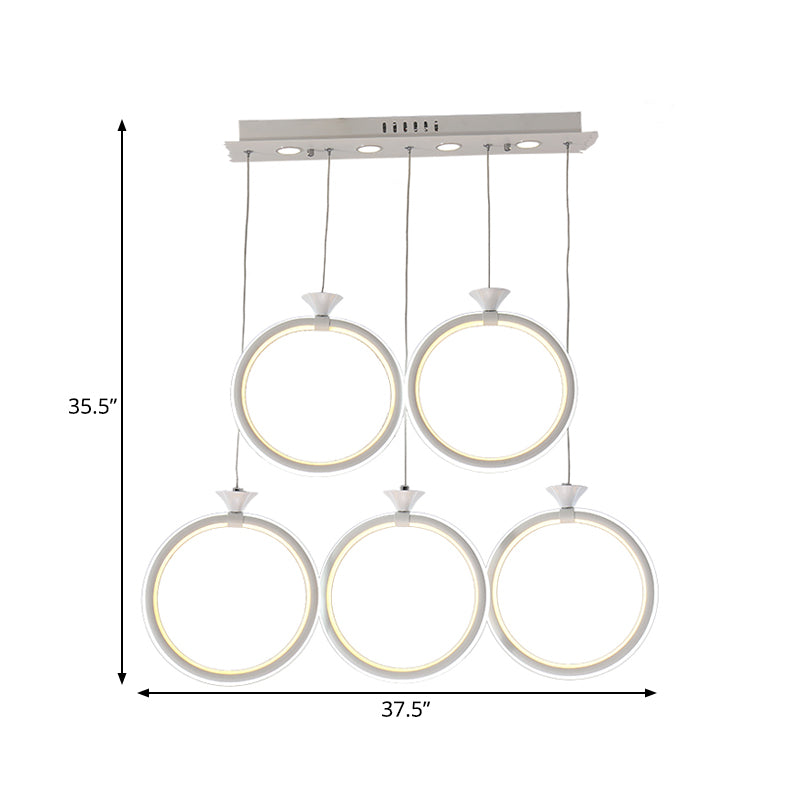 Multi-Ring Cluster Pendant Contemporary Acrylic 3/5-Head Kitchen Suspension Lamp in Warm/White/Natural Light Clearhalo 'Ceiling Lights' 'Modern Pendants' 'Modern' 'Pendant Lights' 'Pendants' Lighting' 168334