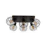 Global Cage Metal Semi Flush Mount Ceiling Light Industrial Style 4/6 Lights Dining Room Ceiling Light in Black Clearhalo 'Ceiling Lights' 'Close To Ceiling Lights' 'Close to ceiling' 'Semi-flushmount' Lighting' 168405