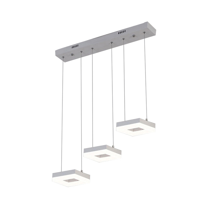 Acrylic Square Island Light Contemporary 3-Light Ceiling Lighting Fixture over Table in Warm/White/Natural Light Clearhalo 'Modern wall lights' 'Modern' 'Wall Lamps & Sconces' 'Wall Lights' Lighting' 168425