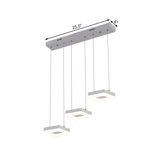 Acrylic Square Island Light Contemporary 3-Light Ceiling Lighting Fixture over Table in Warm/White/Natural Light Clearhalo 'Modern wall lights' 'Modern' 'Wall Lamps & Sconces' 'Wall Lights' Lighting' 168426