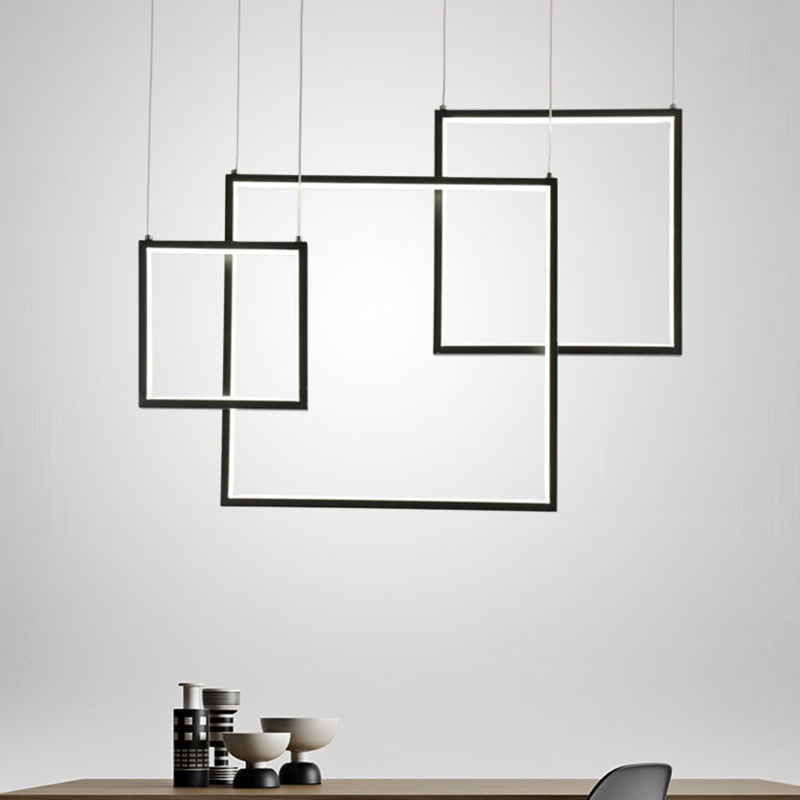 Black/White Square Ceiling Light Fixture Modern 3/5-Head Acrylic Cluster Pendant in Warm/White/Natural Light 3 Black Clearhalo 'Ceiling Lights' 'Modern Pendants' 'Modern' 'Pendant Lights' 'Pendants' Lighting' 168450