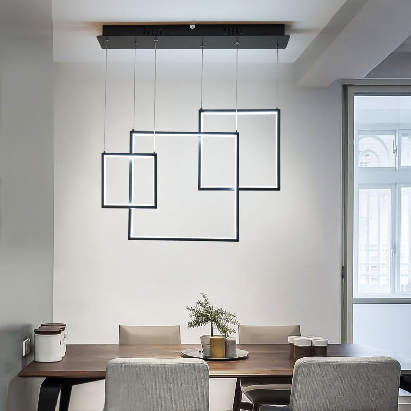 Black/White Square Ceiling Light Fixture Modern 3/5-Head Acrylic Cluster Pendant in Warm/White/Natural Light Clearhalo 'Ceiling Lights' 'Modern Pendants' 'Modern' 'Pendant Lights' 'Pendants' Lighting' 168451