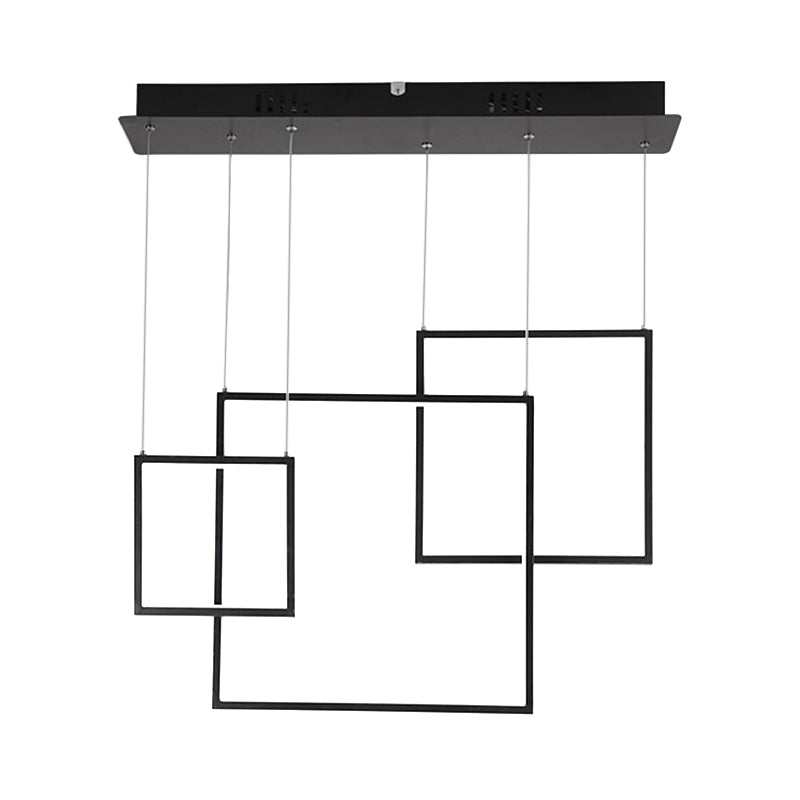 Black/White Square Ceiling Light Fixture Modern 3/5-Head Acrylic Cluster Pendant in Warm/White/Natural Light Clearhalo 'Ceiling Lights' 'Modern Pendants' 'Modern' 'Pendant Lights' 'Pendants' Lighting' 168452