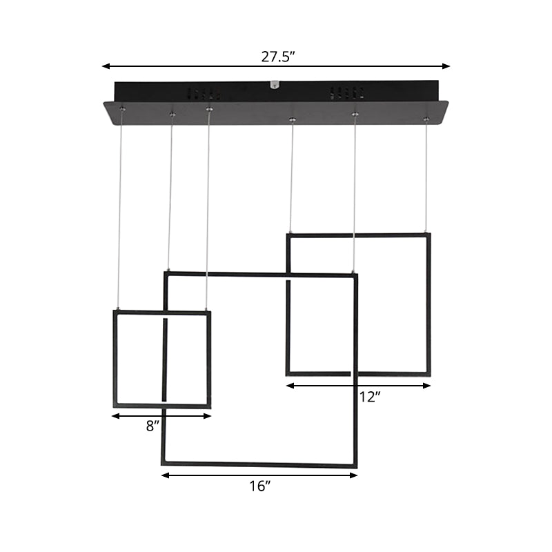 Black/White Square Ceiling Light Fixture Modern 3/5-Head Acrylic Cluster Pendant in Warm/White/Natural Light Clearhalo 'Ceiling Lights' 'Modern Pendants' 'Modern' 'Pendant Lights' 'Pendants' Lighting' 168453