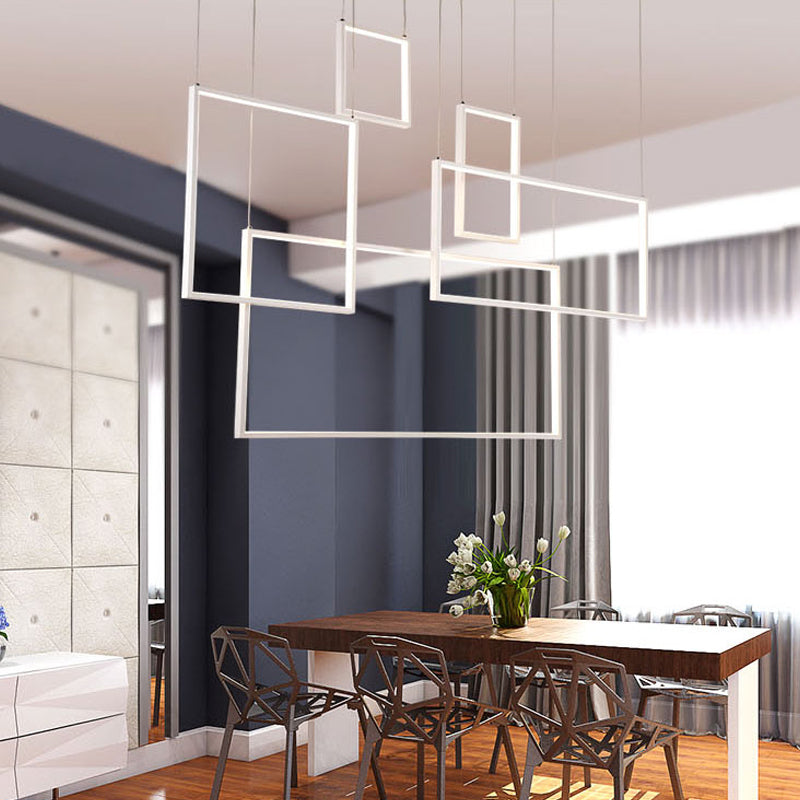 Black/White Square Ceiling Light Fixture Modern 3/5-Head Acrylic Cluster Pendant in Warm/White/Natural Light 5 White Clearhalo 'Ceiling Lights' 'Modern Pendants' 'Modern' 'Pendant Lights' 'Pendants' Lighting' 168457