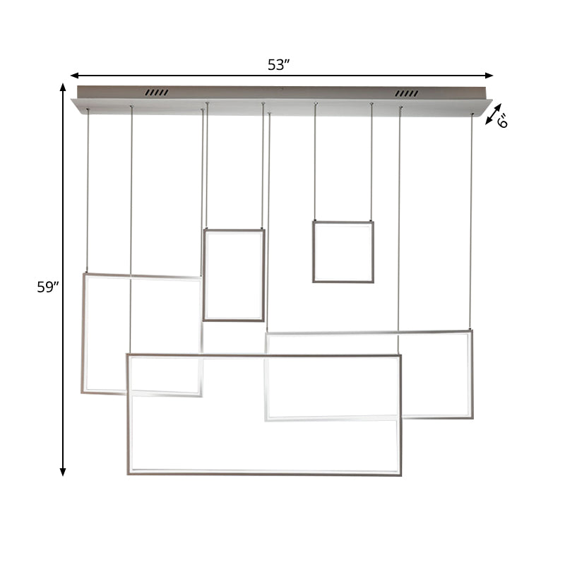 Black/White Square Ceiling Light Fixture Modern 3/5-Head Acrylic Cluster Pendant in Warm/White/Natural Light Clearhalo 'Ceiling Lights' 'Modern Pendants' 'Modern' 'Pendant Lights' 'Pendants' Lighting' 168460