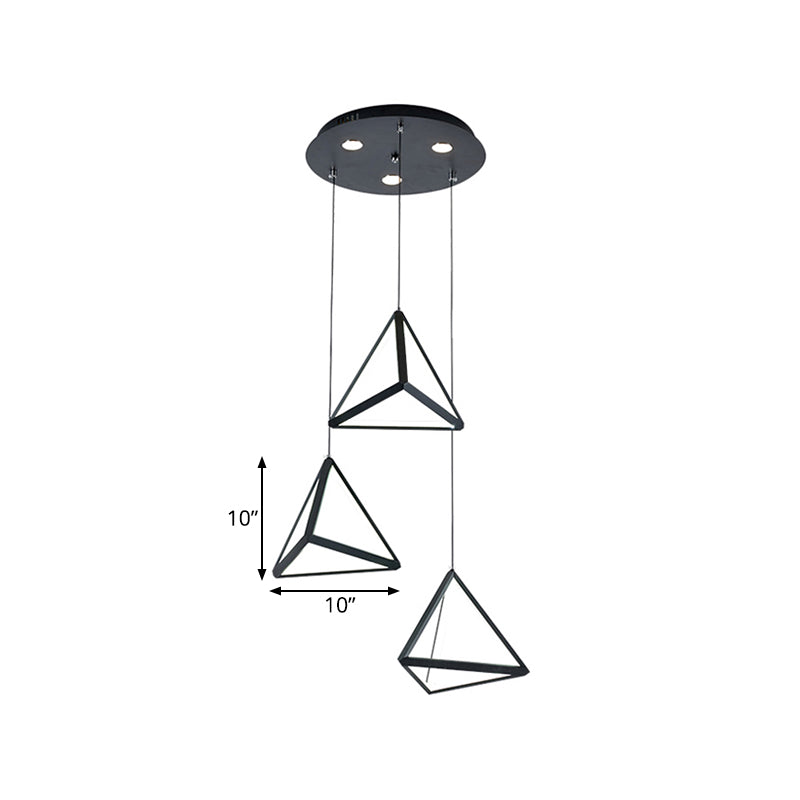 3 Lights Dining Room Cluster Pendant with Pyramid Acrylic Shade Black Hanging Ceiling Light in Warm/White Light Clearhalo 'Ceiling Lights' 'Modern Pendants' 'Modern' 'Pendant Lights' 'Pendants' Lighting' 168483