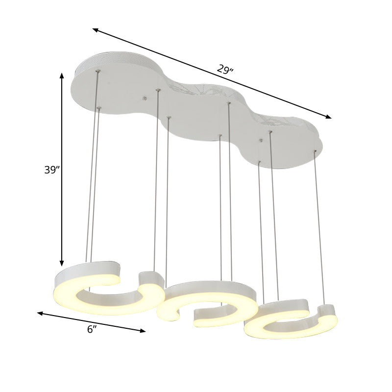 C-Shaped Hanging Light Kit Minimalist Metal LED White Ceiling Pendant Lamp in Warm/White Light with Round/Linear Canopy Clearhalo 'Ceiling Lights' 'Modern Pendants' 'Modern' 'Pendant Lights' 'Pendants' Lighting' 168494