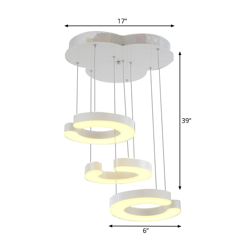 C-Shaped Hanging Light Kit Minimalist Metal LED White Ceiling Pendant Lamp in Warm/White Light with Round/Linear Canopy Clearhalo 'Ceiling Lights' 'Modern Pendants' 'Modern' 'Pendant Lights' 'Pendants' Lighting' 168498