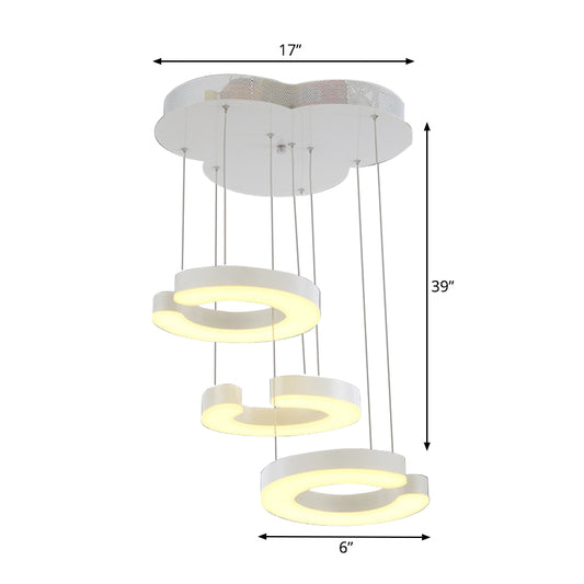 C-Shaped Hanging Light Kit Minimalist Metal LED White Ceiling Pendant Lamp in Warm/White Light with Round/Linear Canopy Clearhalo 'Ceiling Lights' 'Modern Pendants' 'Modern' 'Pendant Lights' 'Pendants' Lighting' 168498