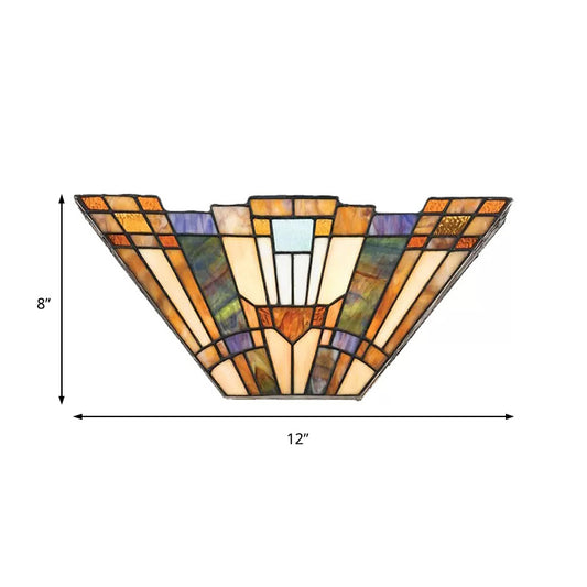 Multi Color Upward Wall Light Stained Glass Tiffany Style Wall Mount Light for Home Clearhalo 'Industrial' 'Middle century wall lights' 'Tiffany wall lights' 'Tiffany' 'Wall Lamps & Sconces' 'Wall Lights' Lighting' 168508