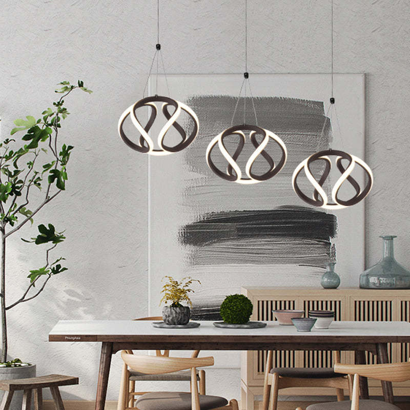 Waving Acrylic Island Pendant Light Modern 3/5-Light Brown Hanging Ceiling Light with Adjustable Cords 3 Brown Clearhalo 'Ceiling Lights' 'Modern Pendants' 'Modern' 'Pendant Lights' 'Pendants' Lighting' 168597